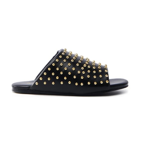 Akira Bagger Studded Slip On Vegan Leather Sandal in Black - Picture 3 of 4